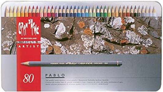 Caran D'Ache Pablo artists quality colouring pencils tin set of 80 assorted water resistant colours