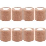 BQTQ 8 Rolls Cohesive Bandage 2 Inch Self Adherent Sport Wrap Tape Stretch Bandage Wrap Athletic Tape for Human and Animals Ankle Sprains Swelling, Beige