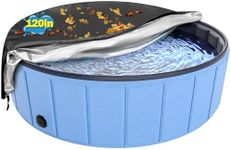Extra Large Foldable Dog Pool Cover, Hyperzoo 120 Inch Waterproof Round Pet Pool Cover with Drawstring to Keep Leaves Out, Tear-Resistant Collapsible Dog Swimming Pool & Kiddie Pool Cover for Outdoor