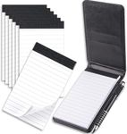 10PCS Mini Pocket Notepad Holder Small Pocket Notebook Set Included with 50 Lined Sheets, Metal Pen and 8 Pieces 3 x 5 Inch Memo Book Refills with 30 Lined Paper Per Note Pad(Black)