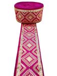 FRIJVEN Embroidery Gold Work with Sequence Design Lace Border Falls for Saree, Kurti, Dresses, Bandhani, Lehenga, Decorative Ribbon (8.5 cm Width) (Pink, 4.5 Meter)