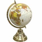 GLOBE DADDY 8 inches Brown Multi Color Rotating Globe with Gold Metal Arc and Sturdy Metal Base