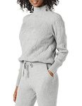 Amazon Essentials Women's Soft Touch Funnel Neck Cable Sweater, Grey Heather, Medium