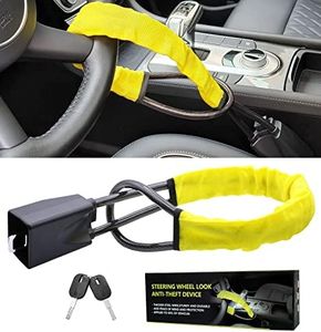 ASENDIWAY Steering Wheel Lock Seat Belt Lock Anti Theft Device Car Lock Car Anti Theft Prevention Security with 2 Keys Universal Fit Most Cars Vehicle Truck SUV Van (Yellow)