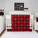 Sammy & Lou Up North Buffalo Check Breathable 3-Piece Baby Nursery Crib Bedding Set, Includes Quilt, Fitted Crib Sheet, and Crib Skirt