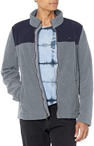 Tommy Hilfiger Men's Classic Zip Front Polar Fleece Jacket, Navy/Charcoal, XXL