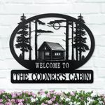 Custom Cabin Name Metal Sign Personalized Farmhouse Wall Art Personalized Cabin Tree Birds Perfect Sign Indoor Outdoor Gift