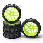 Unxuey RC 1:8 Off-Road Racing Car Rubber Tires Hub 5 Spoke Tires & Plactic Wheel Rim for HSP Buggy Car Pack of 4