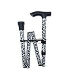 Life Healthcare Walking Stick, Flexible and Durable Mobility Aid, Collapsible & Adjustable from 33-37 Inches - Black Leopard