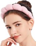 Makeup Headband for Women,Mimi and Co Spa Headband Skincare Headband,Sponge & Terry Towel Cloth Fabric Headband for Skincare,Makeup Removal, Shower, Skincare. (Pink)