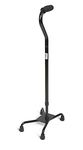 Medline MDS86228 Aluminum Quad Cane with Large Base, Black (Pack of 2)