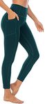 OVRUNS High Waist Gym Leggings for Women Yoga Pants with Pockets Workout Running Compression Leggings for Women - Teal - L