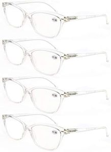 MODFANS Round Stylish Reading Glasses Pair with Spring Hinge Fashion Glasses for Reading for Men and Women, 4 Clear, Medium