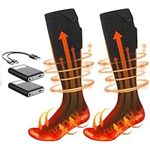 Ferdiiz Heated Socks for Men and Women, 5000mAh Rechargeable Heating Socks Up to 12 Hours, 4 Levels Temperature Setting, Washable Thermal Socks for Winter Outdoor Hunting Skiing Camping Fishing