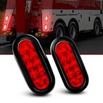 LED Trailer Lights 2 Pack, 6" Oval Red 12V Turn/Stop/Brake/Reverse Tail Lights Lamps for RV Jeep Truck Bus