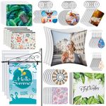 114Pcs Sublimation Blanks Products, Sublimation Blanks Set Including DIY Blank Makeup Bag, Keychain, Earring, Pillow Cover, Mouse Pad, Coaster, Garden Flag for Sublimation Transfer Heat Transfer Craft