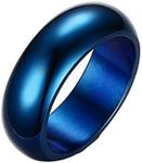 Epinki Promise Ring Men, 7MM Stainless Steel Blue Plain Band Polished Anniversary Ring Size L 1/2