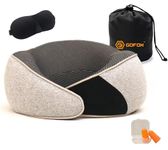 GoFox Premium Memory Foam Travel Pillow for Flights | Comfortable Neck Pain Relief Pillow | Washable | Breathable | Perfect Neck Pillow for Sleeping with Eye Mask & Earbud & Carry Bag (Combo) - Grey