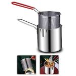 FreshDcart FDCA248 1.4 Liter Stainless Steel Deep Fryer Pot Pan with Universal Deep Bakset for Home Fries Kitchen Camping (Silver, Pack of 1)