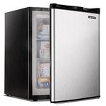 Euhomy Upright freezer, 2.1 Cubic Feet, Single Door Compact Mini Freezer with Reversible Stainless Steel Door, Removable Shelves, Small freezer for Home/Dorms/Apartment/Office (Silver)