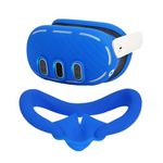 VR Controller Grips Cover Compatible with Meta/Oculus Quest 3 Accessories, with Battery Opening Cover and VR Face Cover,VR Shell Cover and VR Knuckle Straps Protector(Blue)