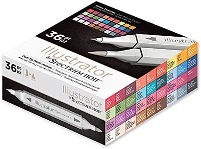 Crafter's Companion Spectrum Noir Illustrator Twin Tip Blendable Alcohol Based Marker Set with Japanese Nibs - Pack of 36 - Perfect for Colouring, Drawing & Illustration (Colour Essentials Pack)