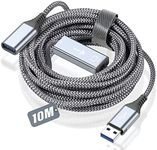 USB 3.0 Extension Cable 10M Type A Male to Type A Female USB Cable Data Fast Transfer 5Gbps Built-in Gold-Plated Connector Compatible with Printer, Scanner, Camera, USB Disk, Mouse, Xbox, Keyboard