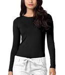 Adar Underscrubs for Women - Long Sleeve Underscrub Comfort Tee - 2900 - Black - S