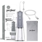 Perfora Power Water Dental Flosser - 250ml Tank Capacity with Custom 8 Water Pressure Settings & 2 Nozzles, 1500mAh Battery | 2 Year Warranty | Dental Flosser For Teeth Oral Care, IPX7 Waterproof, Rechargeable (Sterling Grey)