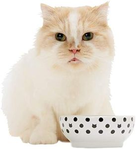 Necoichi Cat Food Bowl & Water Bowl - Shallow Wide Cute Cats Dish - Prevents Neck & Whisker Fatigue - Dishwasher & Microwave Safe - No Spill Ceramic Cat Bowl for Indoor Cats & Kittens (Dots Style)