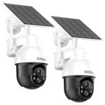 AOSU 3K/5MP Solar Security Cameras Wireless Outdoor, WiFi Camera Surveillance Exterieur for Home Security, Panoramic PTZ, Auto Tracking, Human/Vehicle Detection, Night Vision (2 Pack)