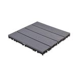 Sharpex WPC Light Grey Interlocking Deck Tiles Water Resistant Outdoor Flooring for Garden, Poolside Indoor/Outdoor, Backyards, Terrace, (1)