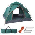 Putentfun Camping Tent, Pop up Tent 3 Person Family Dome Tents, 4 Season Large Automatic Instants Tent Waterproof Windproof with 2 Mesh Doors, Storage Bag for Camping Hiking Backpacking - Green