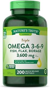 Nature's Truth Triple Omega 3-6-9 | 200 Softgels | Fish, Flax, Borage Oils Supplement | Non-GMO & Gluten Free