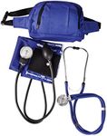 MABIS MatchMates Aneroid Sphygmomanometer Manual Blood Pressure Monitor Fanny Pack Kit with Calibrated Adult Nylon Arm Cuff and Sprague Rappaport Stethoscope, Professional Quality, Royal Blue