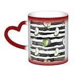 ZORIN Morning Coffee Cup Changing Color Mug Funny Striped Apples Fruits Ceramic Heat Sensitive Tea Mugs Milk Cups Holiday Presents for Women Men Family Friends Lover(red)