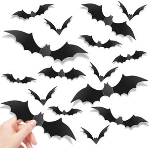140Pcs Bats Halloween Decor, Realistic Scary & Cute Bat Stickers for Halloween Party Supplies, PVC 3D Bats Wall Decal for Halloween Decorations Indoor Home Bedroom Bathroom Door Window Office Kitchen