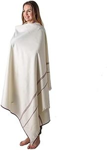 Meditación chal por OM Shanti manualidades | Oración chal, Buda manta, tamaño extragrande, con lana de bufanda, o a fortalecer su diario práctica de meditación, unisex (Extra grande 8 'x4') - Blanco -