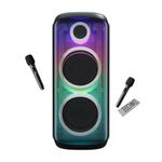 Zebronics 160W Party DJ Speaker, Upto 3.5h Playback, Dual Mic, Karaoke, 2X Full-Range 25.4cm Driver, TWS, 4EQ Modes, 6.3mm Dual Mic & a Guitar in, BT, USB, AUX, RGB, LED Display (Party Fyre 510)