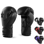 Lions Boxing Gloves MMA Punch Bag Training Mitts 6oz, 8oz, 10oz, 14oz, 16oz, Black, Pink, Red (Black Star, 10oz)