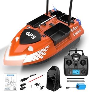 GPS RC Bait Boat for Adults & Fishing Enthusiasts Wild Fishing, 4 Bait Trays, 6.6LBS Load Capacity, 18000mAh Battery, Dual Motor, 500M Long Range Antenna, Stern Hook System for Professional Fishing