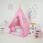 Nyra Decor Portable Teepee Tents with Padded Mat and Two Cushions Free Kit Bag Plain For 2 -14 Year Old Kid, Pink