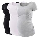 Love2Mi 3PCS Maternity Tops Short Sleeves Maternity Wear T-Shirt Casual Maternity Clothing