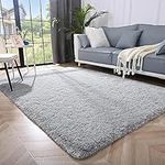 GJWLaie Rug For Living Room Bedroom Soft Shaggy Tie-Dye Area Rugs Plush Fluffy Non-Slip Living Room Rug Indoor Home Kidsroom Decor Carpet (Smoky Grey, 200 * 230cm)