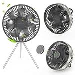 Samyoung 10” Camping Fan for Tent Battery Operated Fan with Remote Control, 2 LED Lights and 5 Wind Speeds Rechargeable Fan Portable 10000mAh Battery Powered Fan for Indoor and Outdoor