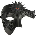 Thmyo Half Face Men's Sun God Greek Style Plastic Party Carnival Masquerade Mask (Sun God Black)