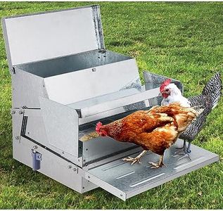 Domenow Chicken Treadle Feeder, Poultry Feeder, 30lbs Automatic Chicken Feeder with Sides Buffer System, for 15-20 Chickens