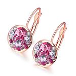 Via Mazzini Rose Gold Plated AAA Swiss Crystal Purple Hoop Earrings For Women And Girls (ER1001)