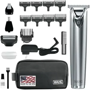 Wahl USA Stainless Steel Lithium Ion 2.0+ Beard Trimmer for Men - Electric Shaver & Nose Ear Trimmer - Rechargeable All in One Men's Grooming Kit - Model 9864SS