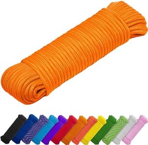 TECEUM Rope – 90 Feet x 1/4 Inch (7mm) – Orange Yellow – Strong All-Purpose Utility Rope – Camping, Crafting, Flag Pole, Indoor & Outdoor – Polypropylene Nylon Poly Lightweight Diamond Braided Cord